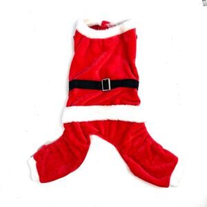 Dog Santa Suit Velour Pajamas Sz SMALL Christmas photos